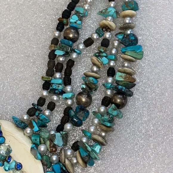 Bespoke Vintage Bone & Turquoise Organic Statement Necklace!